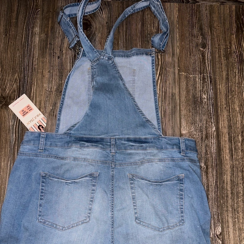 Wax Jean Lightwash Overalls Shorts - Picture 4 of 7